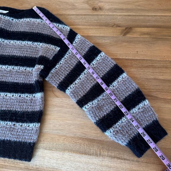 Part Two Copenhagen Neutral Stripe Open Stitch Boatneck Sweater Large Scandi - Picture 11 of 13